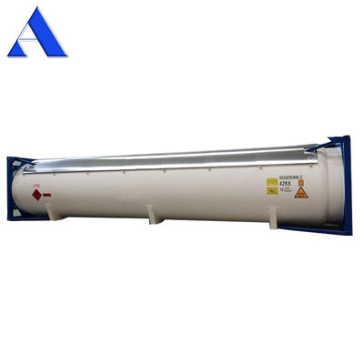 Contenedor de tanque de gas ISO de 40 pies 52.5 CBM UN T50 para GLP licuado comprimido Cloruro de amoníaco Contenedor ISO de alta capacidad