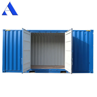 Contenedor de envío de 20 pies de altura con puertas laterales abiertas. Dimensiones externas: 6.058 x 2.438 x 2.896 M.