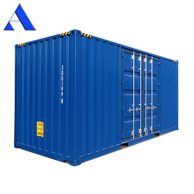 Contenedor de envío de 20 pies de altura con puertas laterales abiertas. Dimensiones externas: 6.058 x 2.438 x 2.896 M.