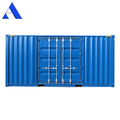Contenedor de envío de 20 pies de altura con puertas laterales abiertas. Dimensiones externas: 6.058 x 2.438 x 2.896 M.