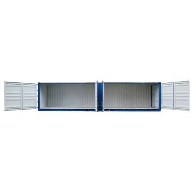 Contenedor de envío de 40 pies de largo con puerta lateral de apertura Capacidad de 70.1 cbm Dimensiones externas l x W x H mm 12192 x 2438 x 2896 mm