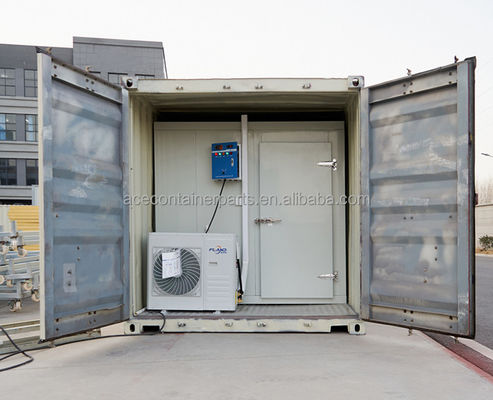 Cuarto de almacenamiento en frío de contenedores Reefer de 20 pies con piso de aluminio T-Bar y refrigerante R134a/R404A