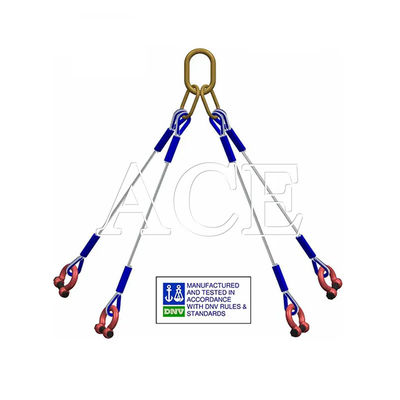 DNV 2.7-1 Sling de cable de acero estándar de 5 patas tipo ojo de elevación ojo invertido para venta de contenedores en alta mar