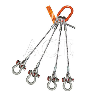DNV 2.7-1 Sling de cable de acero estándar de 5 patas tipo ojo de elevación ojo invertido para venta de contenedores en alta mar
