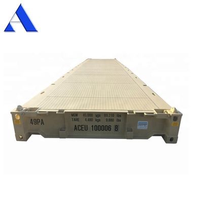12 Meters 40 Foot CSC Certified Dry Steel Container Platform with Internal Dimensions of 12192 x 2438 x 482 mm, que es una plataforma de contenedores de acero seco certificada con dimensiones internas de 12192 x 2438 x 482 mm