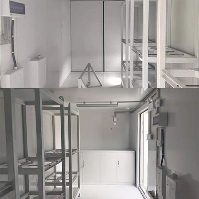 Peso bruto máximo de 4600KGS Estante de gabinete de acero prefabricado y bastidor de colgantes de 20 pies Taller de contenedores de envío modificado