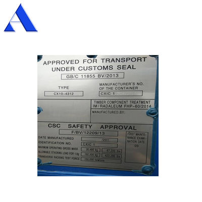 Placa CSC de acero inoxidable para las piezas de contenedores de 20' y prevención de la corrosión en contenedores de transporte ISO