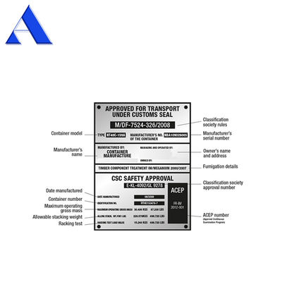 Placa CSC de acero inoxidable para las piezas de contenedores de 20' y prevención de la corrosión en contenedores de transporte ISO