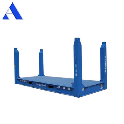 Contenedor de rack plano de 20 pies con logotipo de color personalizado certificado por el CSC, poste de esquina fijo de acero corten y aprobación de ABS BV GL