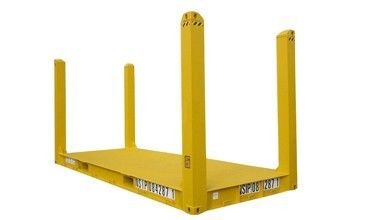 Contenedor de rack plano de 20 pies con logotipo de color personalizado certificado por el CSC, poste de esquina fijo de acero corten y aprobación de ABS BV GL