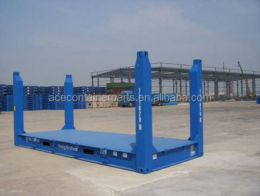 Contenedor de rack plano de 20 pies con logotipo de color personalizado certificado por el CSC, poste de esquina fijo de acero corten y aprobación de ABS BV GL