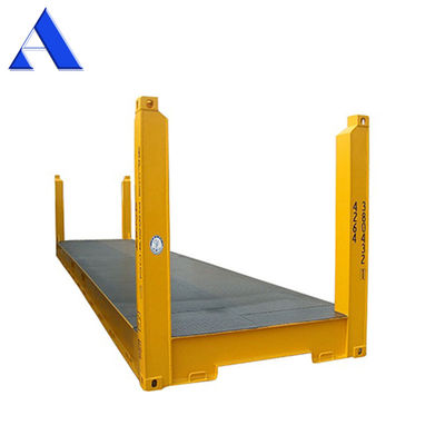 Equipo de transporte Contenedor de rack plano de 40 pies con poste de esquina fijo de acero Carga útil máxima 47370KGS Certificado ISO