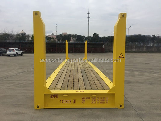 Equipo de transporte Contenedor de rack plano de 40 pies con poste de esquina fijo de acero Carga útil máxima 47370KGS Certificado ISO