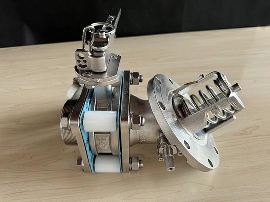 Repuestos para contenedores de tanques ISO 3 pulgadas 45 grados Descarga de fondo y válvula de muestra con manómetro de presión 1.4'' BSP 0-40 bar