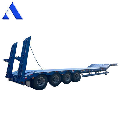12489 x 2480 x 1530 mm 2/3 Ejes Acero de carbono Extensible Lowbed Lowboy Flatbed Semi Truck Trailer para carga útil máxima 20-100 toneladas