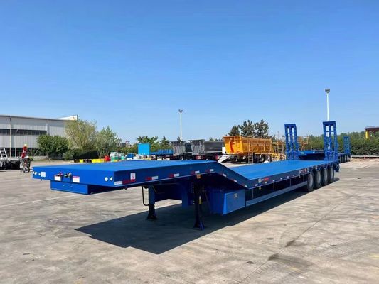 12489 x 2480 x 1530 mm 2/3 Ejes Acero de carbono Extensible Lowbed Lowboy Flatbed Semi Truck Trailer para carga útil máxima 20-100 toneladas