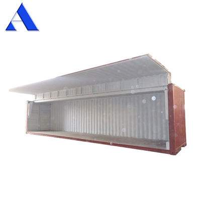 Contenedor de envío de puertas laterales abiertas de 40 pies con placa CSC de cilindro hidráulico eléctrico y capacidad de 76.4 CBM