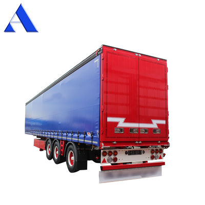 11R22.5 Pneumático de 3 ejes de PVC de cortina lateral Contenedor de envío Shandong 40ft Van Box Semirremolque con tren de aterrizaje estándar de 28 toneladas