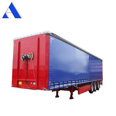 11R22.5 Pneumático de 3 ejes de PVC de cortina lateral Contenedor de envío Shandong 40ft Van Box Semirremolque con tren de aterrizaje estándar de 28 toneladas