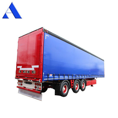 11R22.5 Pneumático de 3 ejes de PVC de cortina lateral Contenedor de envío Shandong 40ft Van Box Semirremolque con tren de aterrizaje estándar de 28 toneladas