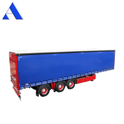 11R22.5 Pneumático de 3 ejes de PVC de cortina lateral Contenedor de envío Shandong 40ft Van Box Semirremolque con tren de aterrizaje estándar de 28 toneladas
