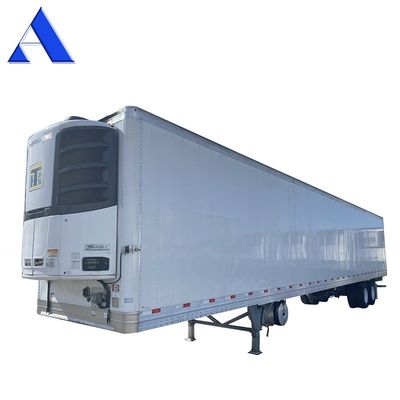Camión de semirremolque 2 ejes 8 ruedas 40 pies 48 pies 53 pies cama plana 12R22.5 neumático aislado Van Reefer acero material de hierro TS16949 Certificado