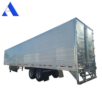Camión de semirremolque 2 ejes 8 ruedas 40 pies 48 pies 53 pies cama plana 12R22.5 neumático aislado Van Reefer acero material de hierro TS16949 Certificado