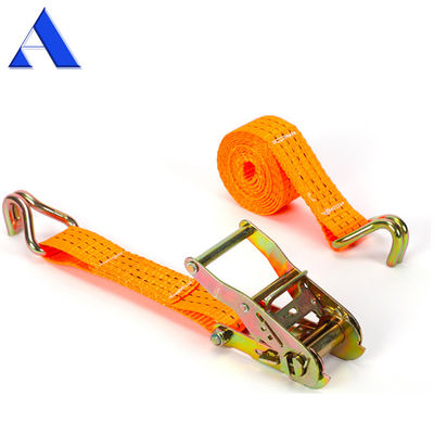 Durable 3-10m de longitud de poliéster de carga ratchet Atado hacia abajo de las correas de fijación con poliéster retráctil de llave inglesa