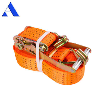 Durable 3-10m de longitud de poliéster de carga ratchet Atado hacia abajo de las correas de fijación con poliéster retráctil de llave inglesa