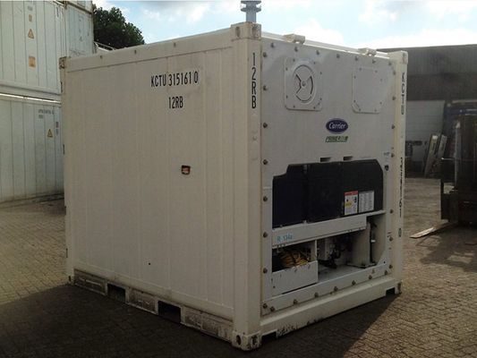 10 pies 10 pies 3 metros de almacenamiento en frío Contenedor refrigerado con apertura de puerta de trampolín Tamaño 2.290 x 2.206 m Tercera mano