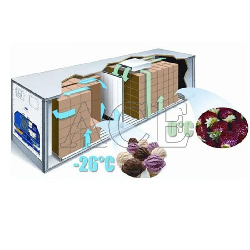 Contenedor aislado refrigerado de 40 pies con carga útil máxima 27580KG 28.4CBM Capacidad Refrigerador y enfriador de doble temperatura