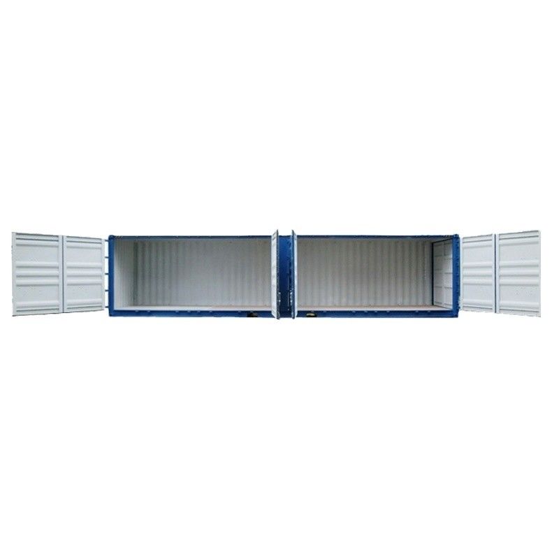 Contenedor de envío de 40 pies de largo con puerta lateral de apertura Capacidad de 70.1 cbm Dimensiones externas l x W x H mm 12192 x 2438 x 2896 mm