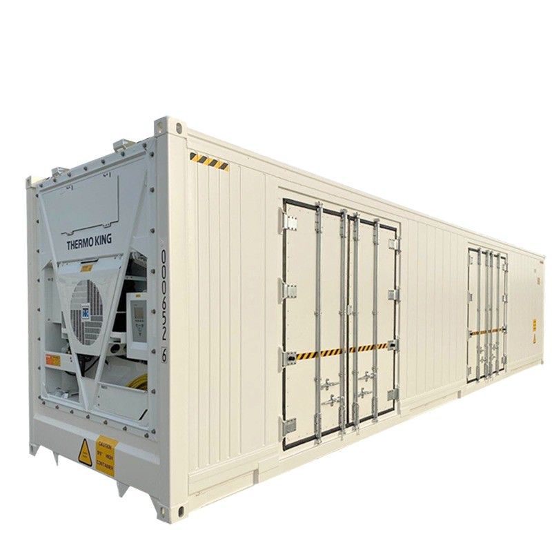12192 x 2438 x 2896 mm Refrigerador de dos puertas de lado abierto de 40 pies de longitud Contenedor de refrigeración para el transporte de mercancías frescas
