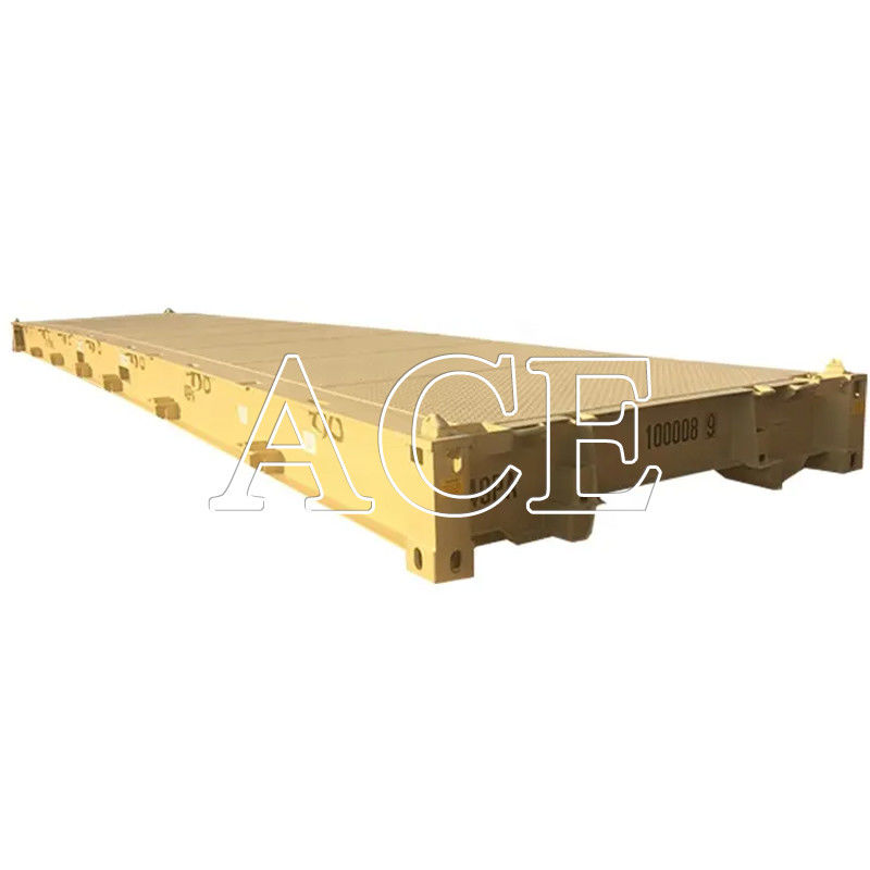 12 Meters 40 Foot CSC Certified Dry Steel Container Platform with Internal Dimensions of 12192 x 2438 x 482 mm, que es una plataforma de contenedores de acero seco certificada con dimensiones internas de 12192 x 2438 x 482 mm