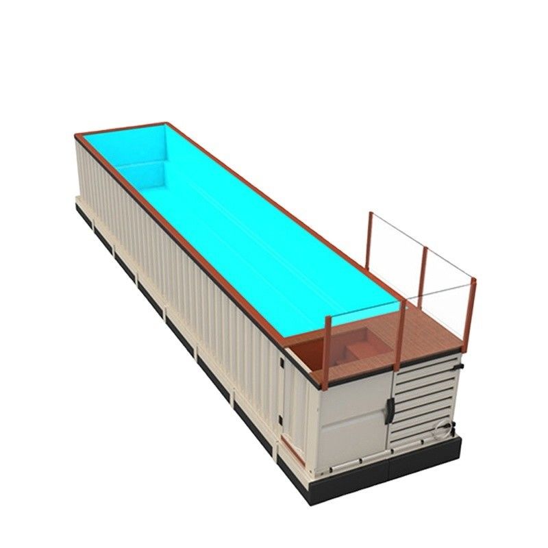 Piscina exterior de contenedores de envío de 40 pies con estructura duradera de Corten-A y piso de contrachapado