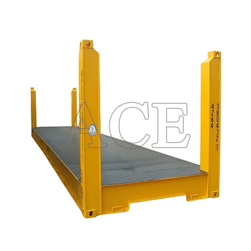 Equipo de transporte Contenedor de rack plano de 40 pies con poste de esquina fijo de acero Carga útil máxima 47370KGS Certificado ISO