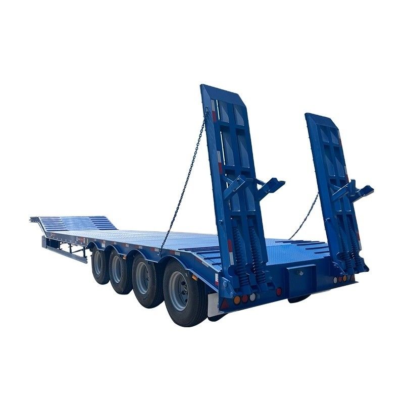 12489 x 2480 x 1530 mm 2/3 Ejes Acero de carbono Extensible Lowbed Lowboy Flatbed Semi Truck Trailer para carga útil máxima 20-100 toneladas