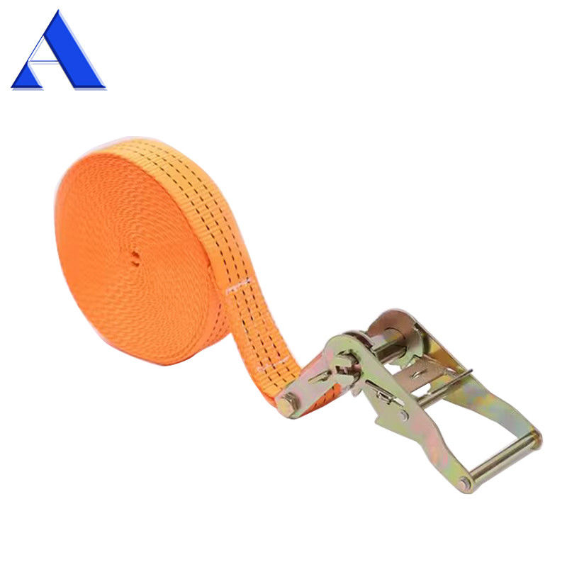 Durable 3-10m de longitud de poliéster de carga ratchet Atado hacia abajo de las correas de fijación con poliéster retráctil de llave inglesa
